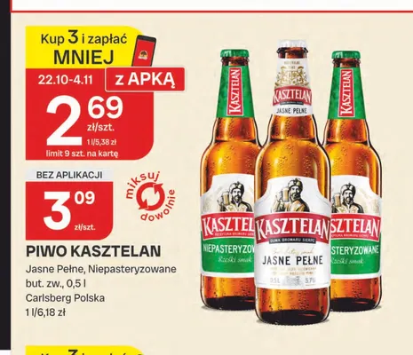 Piwo Kasztelan Niepasteryzowane promocja w Chorten