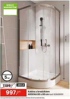 Kabina prysznicowa z brodzikiem Arsena 80 x 80 cm promocja w Leroy Merlin