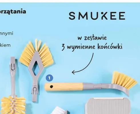 Akcesoria do sprzątania - uchwyt z 3 wymiennymi szczotkami promocja w Biedronka