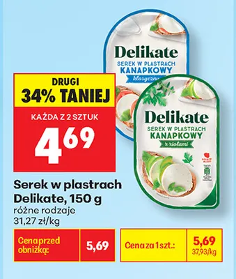 Serek w plastrach klasyczny Delikate promocja w Biedronka