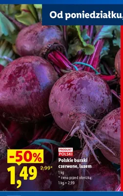 Polskie buraki czerwone luzem promocja w Lidl