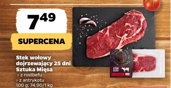 Stek wołowy dojrzewający 25 dni Sztuka Mięsa promocja w Netto