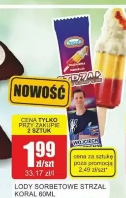 Lody sorbetowe Koral Strzał promocja w Bingo