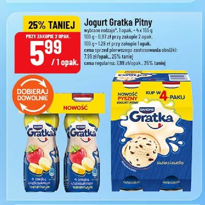 Jogurt pitny Gratka truskawkowo-bananowy 4-pak promocja w POLOmarket