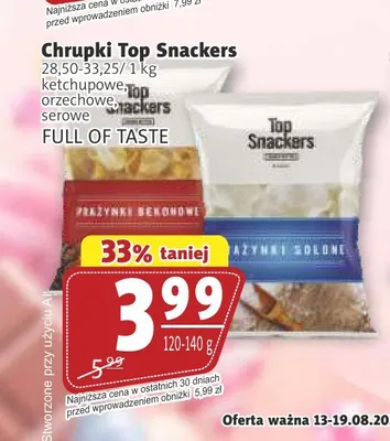 Chrupki Top Snackers orzechowe Full of Taste promocja w Prim Market