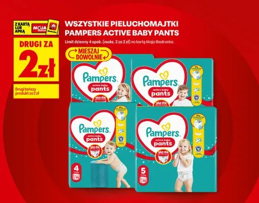 Pieluchomajtki Pampers Active Baby Pants rozmiar 4 promocja w Biedronka