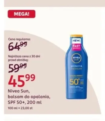 Balsam do opalania Nivea Sun Protect & Moisture SPF 50+ promocja w Rossmann