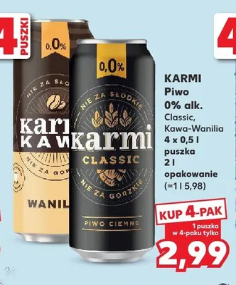 Piwo bezalkoholowe Karmi Kawa-Wanilia 4-pak 0,5l promocja w Kaufland