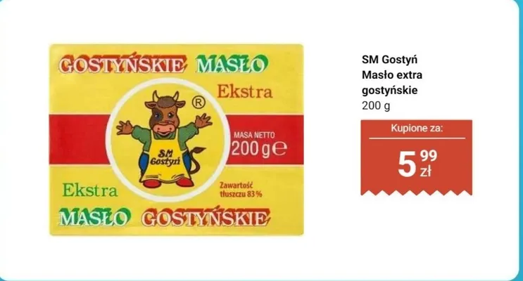 Masło extra gostyńskie SM Gostyń promocja w Dino