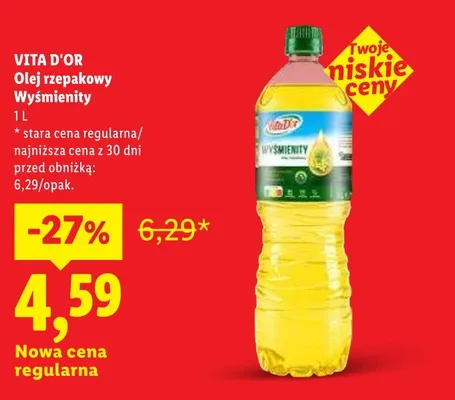 Olej rzepakowy Wyśmienity Vita D'or promocja w Lidl