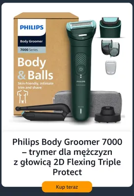 Trymer dla mężczyzn Philips Body Groomer 7000 z głowicą 2D Flexing Triple Protect promocja w Amazon