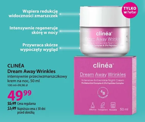 Krem na noc intensywnie przeciwzmarszczkowy Clinéa Dream Away Wrinkles promocja w Hebe