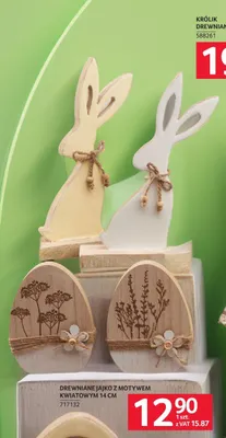 Drewniane jajko z motywem kwiatowym 14 cm promocja w Selgros