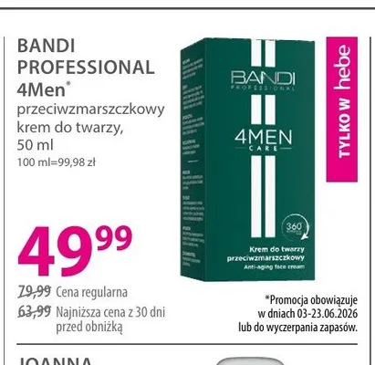 Przeciwzmarszczkowy krem do twarzy BANDI PROFESSIONAL 4Men promocja w Hebe