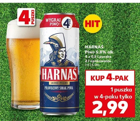 Piwo Harnaś Jasne Pełne 4-pak promocja w Kaufland