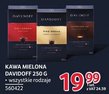 Kawa mielona Davidoff 250 g wszystkie rodzaje promocja w Selgros
