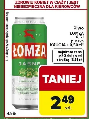 Piwo puszka Łomża promocja w Carrefour Express
