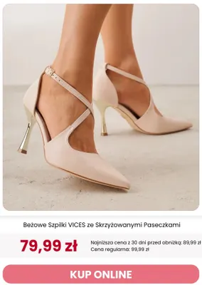Beżowe szpilki VICES ze skrzyżowanymi paseczkami promocja w Renee