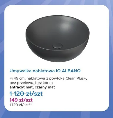 Umywalka nablatowa IO ALBANO fi 45 cm promocja w Blu Salony Łazienek
