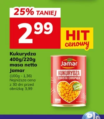 Kukurydza złocista i chrupiąca Jamar promocja w Hitpol