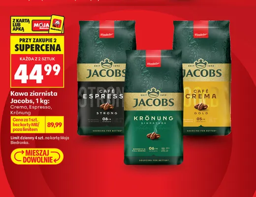 Kawa ziarnista Jacobs Crema promocja w Biedronka
