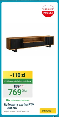 Ryflowana szafka RTV 200 cm promocja w ERLI