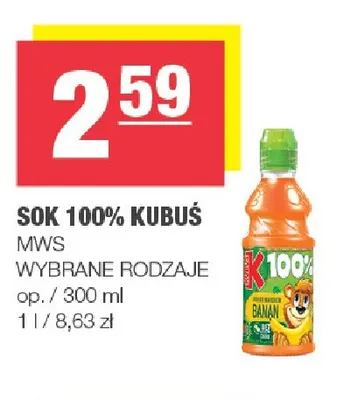 Sok Kubuś 100% promocja w SPAR
