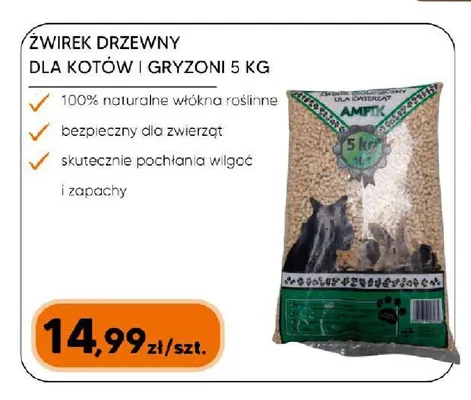 Żwirek drzewny dla kotów i gryzoni Ampik promocja w HIPPER.pl