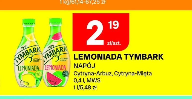 Lemoniada Tymbark cytryna-arbuz promocja w Chorten
