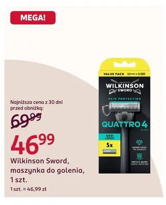 Maszynka do golenia Wilkinson Sword Quattro4 Skin Protection promocja w Rossmann