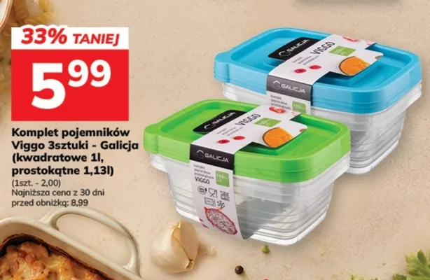 Komplet pojemników Viggo prostokątne 1,13 l Galicja promocja w Hitpol