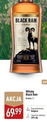 Whisky Black Ram Premium Blended promocja w Aldi