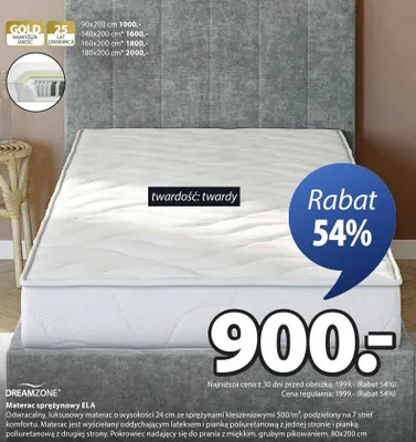 Materac sprężynowy ELA promocja w Jysk