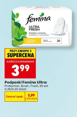 Podpaski Femina Ultra Fresh promocja w Biedronka