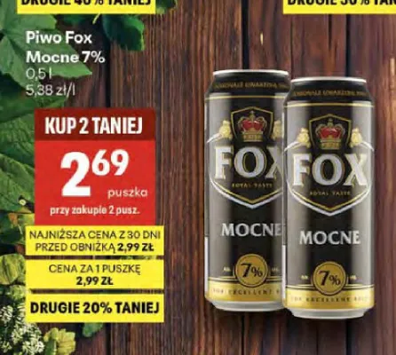 Piwo Fox Mocne 7% promocja w Delikatesy Centrum