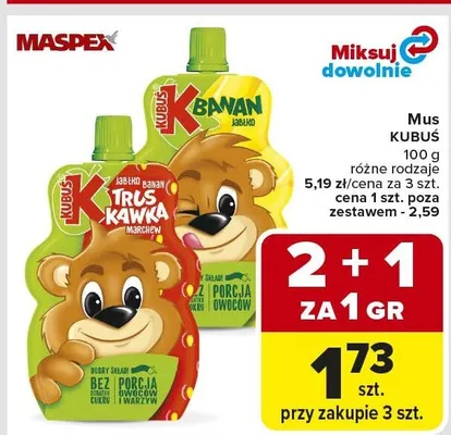Mus Kubuś różne rodzaje promocja w Carrefour