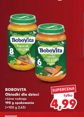 Obiadki dla dzieci rosółek z cielęciny z ryżem BoboVita promocja w Kaufland