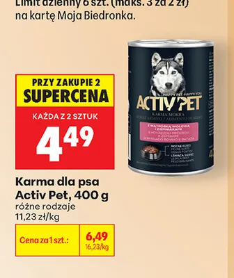 Karma dla psa Activ Pet promocja w Biedronka