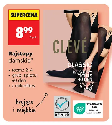 Rajstopy damskie 40 den Clevé promocja w Biedronka