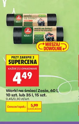 Worki na śmieci Zosia 35 l promocja w Biedronka