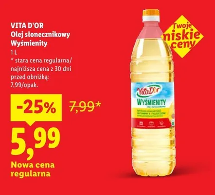 Olej słonecznikowy wyśmienity promocja w Lidl