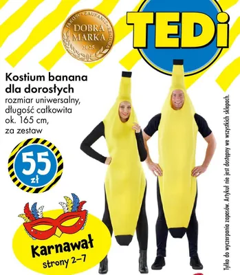 Kostium banana dla dorosłych promocja w Tedi