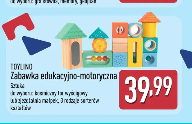 Zabawka edukacyjno-motoryczna Toylino sorter kształtów promocja w Aldi