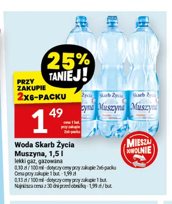 Woda gazowana Skarb Życia Muszyna lekki gaz promocja w Twój Market