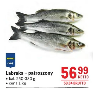 Labraks patroszony kal. 250-330g promocja w Makro