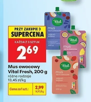 Mus owocowy Vital Fresh jabłko wiśnia promocja w Biedronka