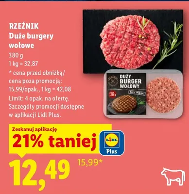 Duże burgery wołowe promocja w Lidl