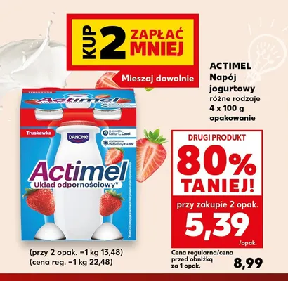 Napój jogurtowy Actimel truskawkowy 4-pak 100 g promocja w Kaufland