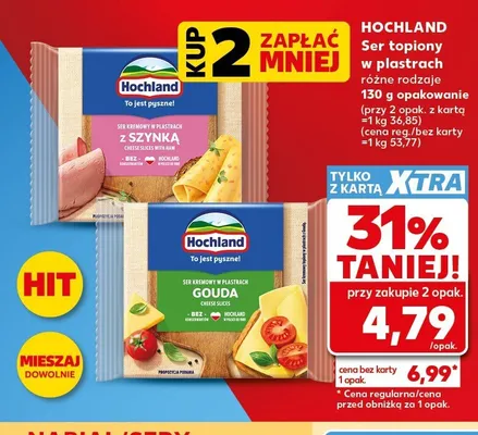 Ser topiony w plastrach z szynką Hochland promocja w Kaufland
