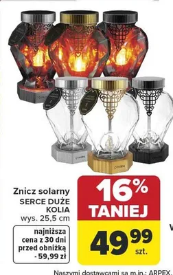 Znicz solarny SERCE DUŻE KOLIA wys. 25,5cm promocja w Carrefour